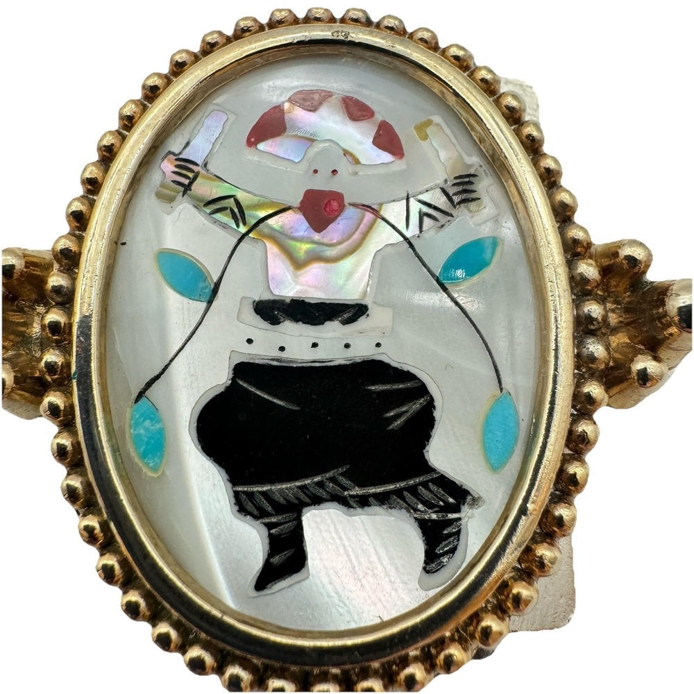 Belt Buckle Eagle Dancer Indian Native Southwestern with Turquoise SSI Inlay Fun